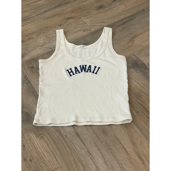 John Galt/Brandy Melville Tank Womens One Size Cream w/Blue Hawaii Summer Casual - Picture 1 of 5